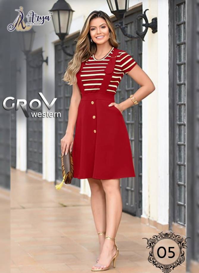GROV WESTREN Arya Latest fancy Designer Party Casual Wear Western Cotton Stretchable Lycra One Pice Collection
